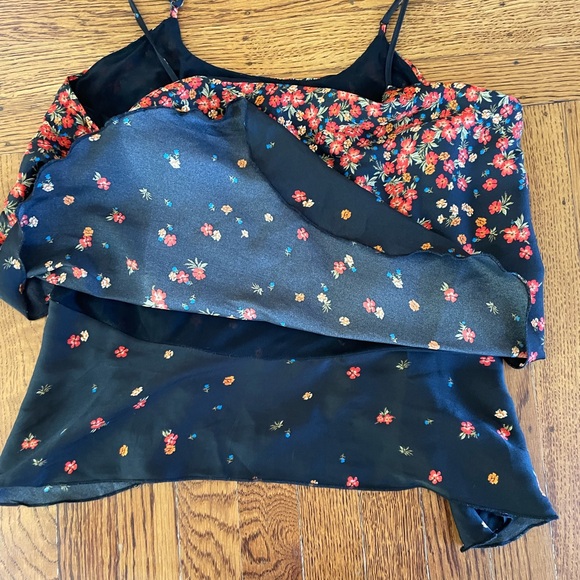 NWOT FREE PEOPLE Women's Satin Camisole Let Me Love Black Floral Print Size M - Picture 5 of 5